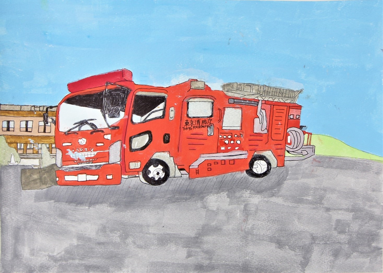 Children's pictures of fire fighting