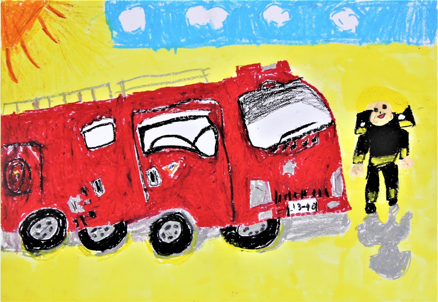 Children's pictures of fire fighting